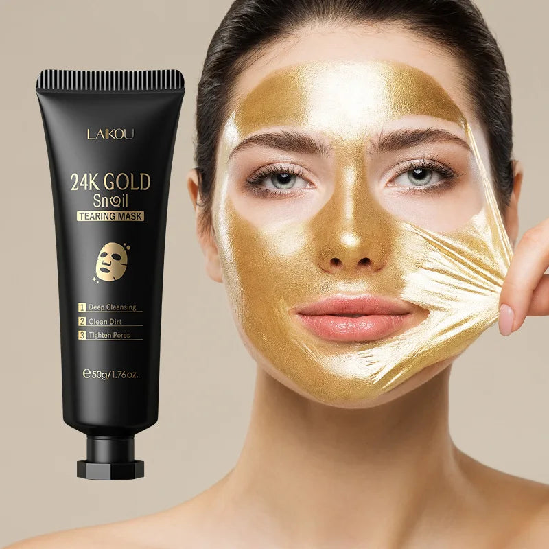 LAIKOU 24K Gold Sakura Peel-Off Face Mask – Anti-Wrinkle, Brightening & Blackhead Removal