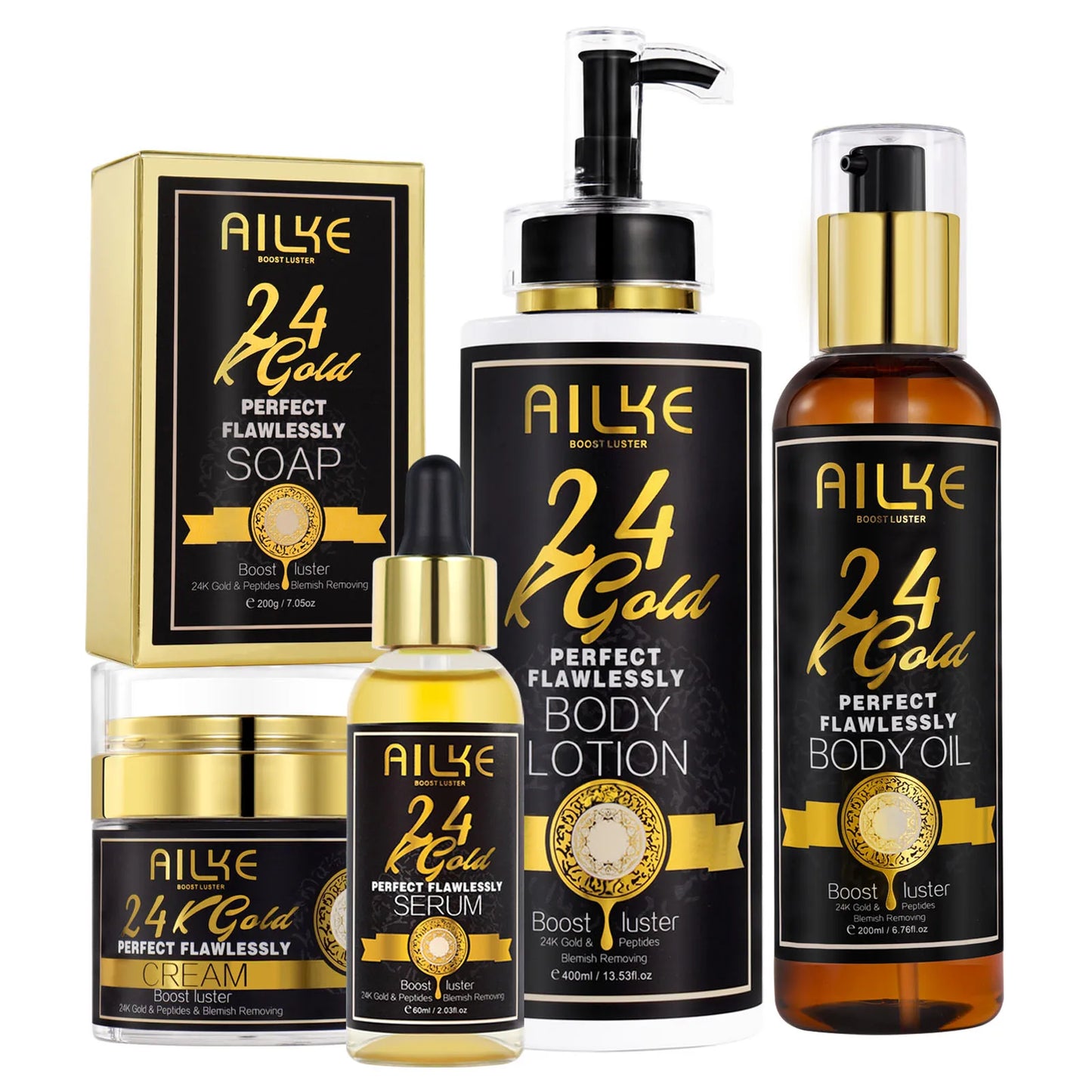PROMOTION - AILKE 24K Gold Flawless Skincare Set - Complete Anti-Aging & Brightening System