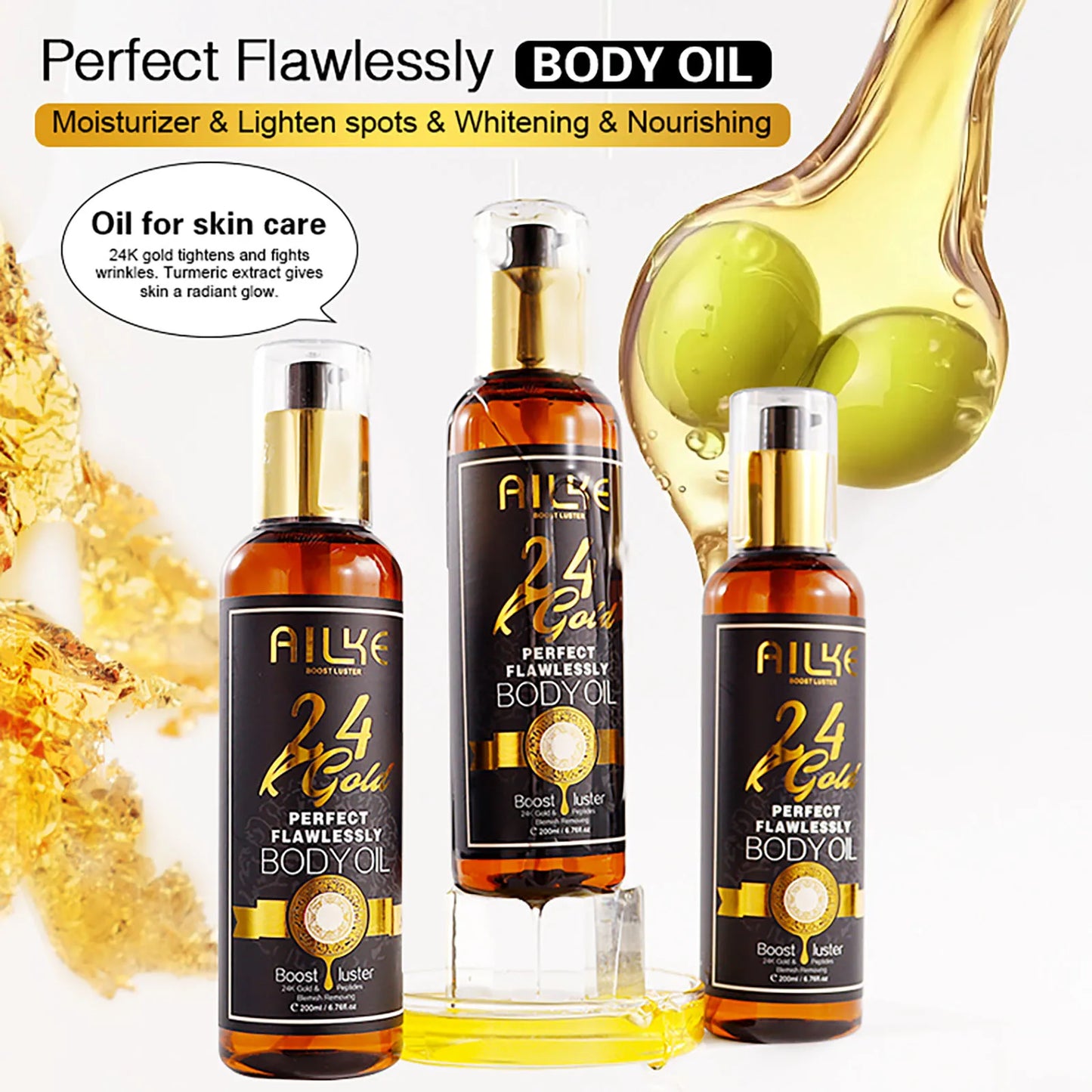 PROMOTION - AILKE 24K Gold Flawless Skincare Set - Complete Anti-Aging & Brightening System