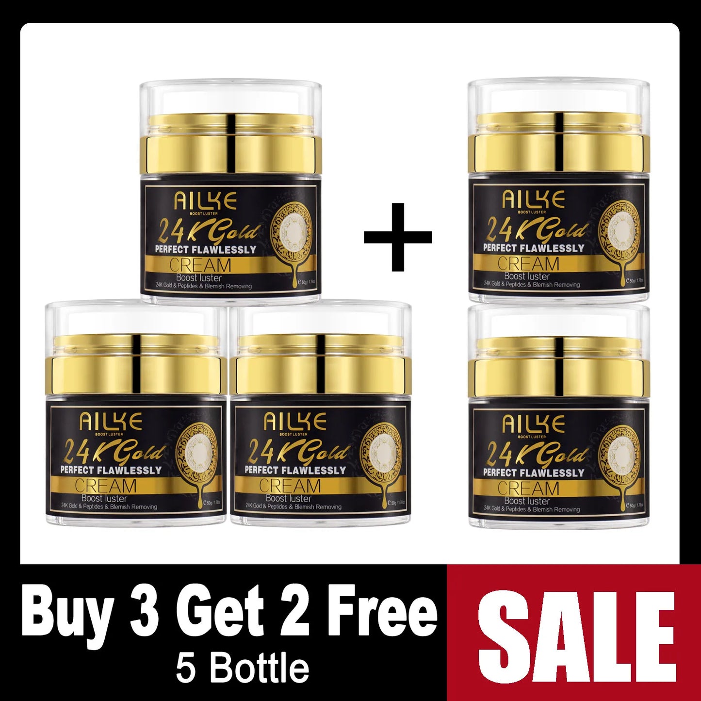 PROMOTION - AILKE 24K Gold Flawless Skincare Set - Complete Anti-Aging & Brightening System