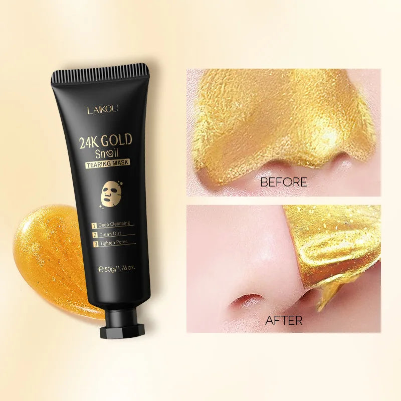 LAIKOU 24K Gold Sakura Peel-Off Face Mask – Anti-Wrinkle, Brightening & Blackhead Removal